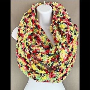 Anthropologie multicolored Pom Pom scarf